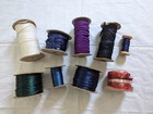 Vintage Silk Cords And Trims Lot  9 Spools Threads Sequin Trim Ribbon Millinery