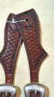 New Handmade Tooled Leather Western Spur Straps With Engraved Silver Buckles Usa