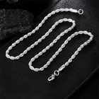 4mm Diamond Cut Solid 925 Sterling Silver Italian Rope Chain Men s Necklace