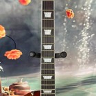 Sunset Orange Burst Tiger Striped Lp Electric Guitar 6 String Chrome Hardware
