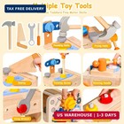 Kids Tool Set With Apron  39 Pcs Wooden Toddler Tool Bench Box Montessori