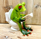 Frog Reading On The Toilet Figurine 4  X 3 