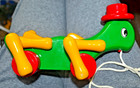 Vintage Kouvalias Wooden Painted Grasshopper Cricket Pull Toy Moving Legs Greece