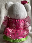 Dan Dee Snowflake Teddy White Bear Plush With Pink Green Dress Satin 2015 13   