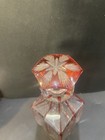 Vintage Clear And Cranberry Cut Glass Decanter With Stopper See Description