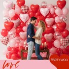 Partywoo Valentines Balloons 15pcs 18 Inch Pink Red And White Foil Heart Ball   