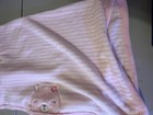 Baby Blanket Carters Just One You Pink White Stripes  Bear Face Fleece Euc