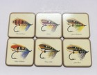 Vintage Pimpernel Salmon Flies Set Of 6 Cork Drink Coasters 4  With Box
