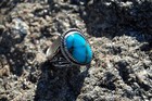 Vintage Native American Navajo Sterling Silver Turquoise Sleeping Beauty Ring