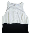 90s Vintage Ivory Black Colorblock Sheath Deadstock Knee Length Dress Size 10