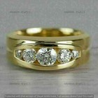 3 Ct Round Cut Moissanite Men s Wedding Five Stone Ring 14k Yellow Gold Plated