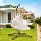 Hanging Egg Chair Outdoor Patio Wicker Chair With Stand Uv Resistant Cushions