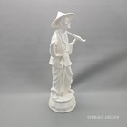 Vintage Chinese White Porcelain Woman With Hat Carrying Yoke Statue 20  Tall