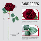 12pcs Artificial Roses With Stems  Realistic Red Fake Roses  Silk