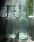 Antique Pair Of 1880 s Four-sided 6-1 2  Aqua Pickle Jars