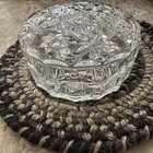 Anchor Hocking Glass Eapc Prescut Star Of David Clear Powder Puff Box   Lid 2  H