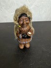 Vintage Inuit Eskimo Figurine Fur Parka Carved Wood Folk Art 5 5 