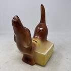 Vintage Unique Dachshund Planter Caddy Ceramic Trinket Dish Figure Dog Puppy Mcm