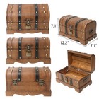 Vintage Wooden Treasure Chest Decorative Box With Lock - 12 2  X 7 1  X 7 1     