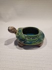 Vintage Turtle With Baby Planter Green  No Damage Stamp Signed