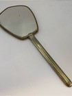 Vintage Gold Tone Floral Hollywood Regency Vanity Hand Mirror Beveled Glass