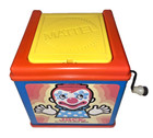 Mattel Jack In The Box Music Crank Clown Plastic Toy Red Blue Orange Vintage  76