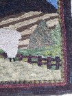 Primitive Hand Hooked Folk Art Wool Sheep Landing Old Salt Box House Large Rug