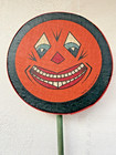 Antique German Halloween Pumpkin Noisemaker Tambourine Whistle Paper Drum 1930   s
