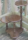 Vintage 3 Tier Wooden Display Stand   Plant Stand Turned Legs Mid-century Modern