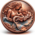 1 Oz Copper  999 Hi Relief Ocean s Eternal Love Color Coin W  Presentation Box