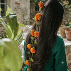 Handmade Kesari Gulab Crochet Hair Gajra - 8 Saffron Roses - Traditional Indian