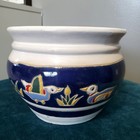 Vintage Ceramic Planter Bowl Duck Print Flower Pot Glossy L6-1 2  X  H5  Round