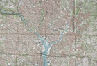 Large Vintage 1965 Folding Paper Wall Map Of Washington Dc And Vicinity  50 x67 