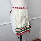 Vintage Handmade Waist Half Apron Holiday Christmas Crochet Knit 50s Cottagecore