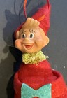 Vintage Pixie Elf Knee Hugger Christmas Ornament  Japan Red Hat Blonde