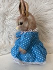 Hansa Creation Bunny Girl Rabbit Plush 11     7833 Blue Polka Dot Dress Tags
