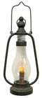 New Primitive Candle Lantern Black Vintage Look Led Timer Metal Rustic 12 hx6 5 