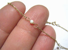 9 5  Delicate Vintage 80s 14k Yellow Gold Anklet Bracelet Tiny Seed Pearls