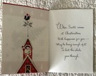 Unused Christmas Santa Carry Pine Tree Cut Down Vtg Greeting Card 1950s 1960s