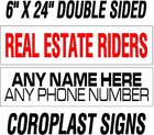 10 Custom Real Estate Realtor Rider Signs - On White 4mm Corrugated Plastic 