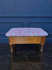 Vintage Storage Footstool Floral Upholstered Oak Lift Top Ottoman Dressing Stool