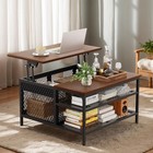 2 Tier Lift Up Wood Coffee Table With Hidden Storage Compartment Home Office