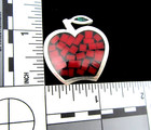 Vintage Mexican Sterling Silver Mosaic Apple Brooch Pin Red   Green Mexico