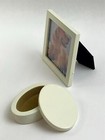 Pet Memorial Urn Wood Box Dog Cat Ashes Cremation Photo Frame Keepsake White 9x6