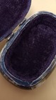 Camel Bone Trinket Box Brass Inlay Hinged Oval 6    Purple Velvet Lining Vintage