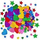 260 Pieces Colorful Glitter Foam Stickers Self Adhesive Stars Mini Heart 
