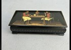 Authentic Fedoskino Lacquer Miniature Box  The Classic Russian Folk Scene