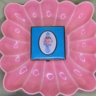 Antique 1920s Art Deco Guilloche Enamel Compact  Hand Painted Rose Vanity Case
