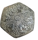 Vintage Footed Metal Jewelry Trinket Box Silver Tone Red Velvet Lined Japan