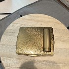 Vtg   Gold Tone Purple Floral Enamel Stratton Compact Mirror With Lipstick Tube